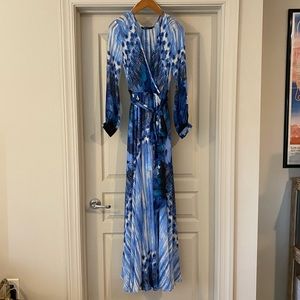 Ark & Co blue floral abstract print maxi dress •